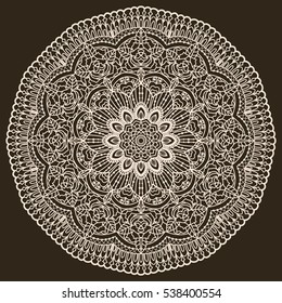 Wedding Invitation or greeting card with lace pattern. Mandala. Layout congratulatory card with carved openwork pattern. Pattern suitable for laser cutting, plotter cutting or printing. Vector