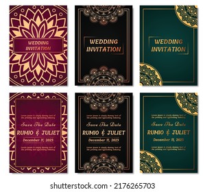 Invitación a la boda o tarjeta de felicitación con ornamento.