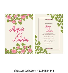 Wedding Invitation Greeting Card Template Elegant Floral