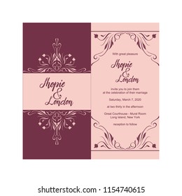 Wedding Invitation Greeting Card Template Elegant Floral