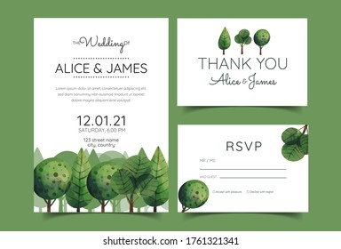 Wedding invitation or greeting card with tree