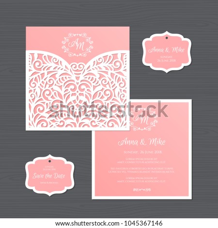 wedding invitation greeting card vintage ornament stock vector