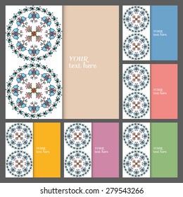 Wedding invitation or greeting cards collection design with floral pattern, ornamental vector illustration.