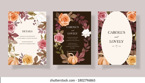 Wedding invitation hand drawing template set