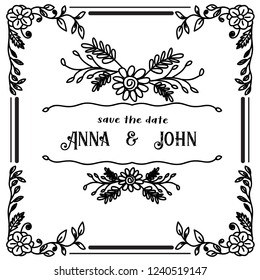 Wedding Invitation Hand Drawn Flower Template