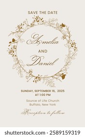 Wedding invitation, holiday invitation on a light background with red watercolor poppies. Vector illustration