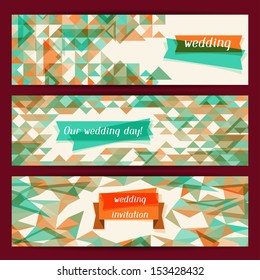 Wedding invitation horizontal banners in retro style.