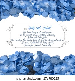 Wedding invitation with hydrangea for your design. Vector EPS