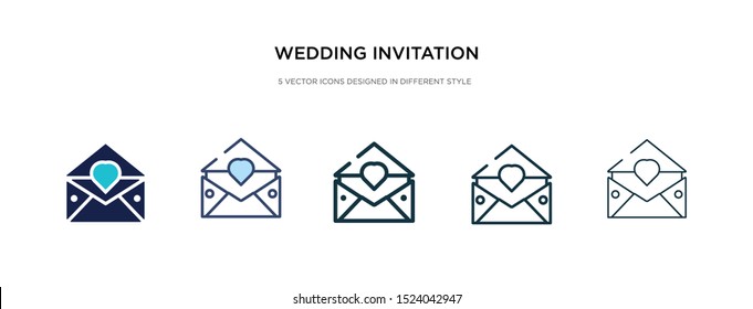 wedding invitation icon in different style vector illustration. two colored and black wedding invitation vector icons designed in filled, outline, line and stroke style can be used for web, mobile,