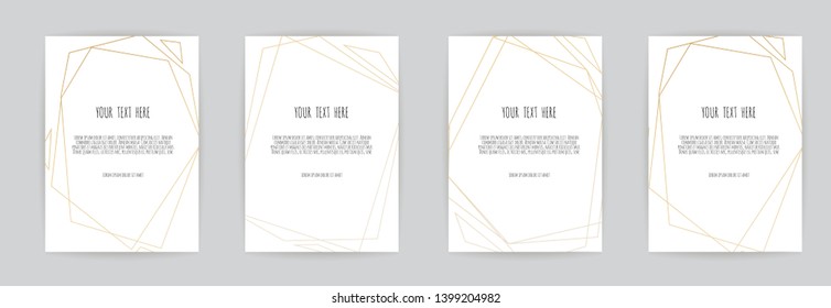 Wedding Invitation, invite card design with Geometrical art lines, gold foil border, frame. - Shutterstock ID 1399204982