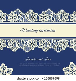 Wedding invitation. Lace background with a place for text. Vintage lace vector design realistic. Eps 8