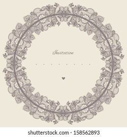 Wedding invitation. Lace background with a place for text. Vintage lace vector design realistic