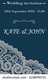 wedding invitation with lace vector illustration
