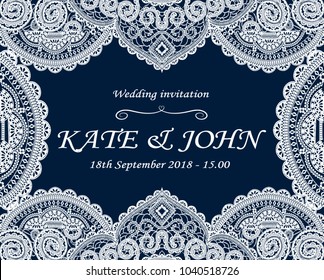 wedding invitation with lace vector illustration