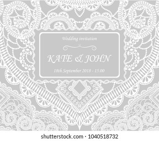 wedding invitation with lace vector illustration