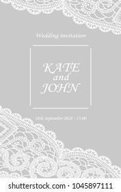 wedding invitation with lace vector illustration