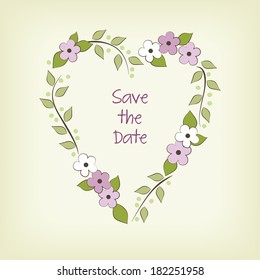 Wedding invitation, laurel branche, save the date