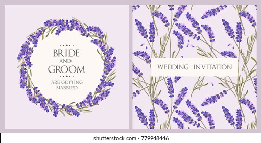 Wedding invitation with lavender