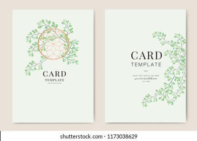 Wedding Invitation, leaf invite thank you, rsvp modern card Design in  leaf greenery  branches decorative Vector elegant rustic template