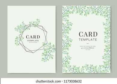 Wedding Invitation, leaf invite thank you, rsvp modern card Design in  leaf greenery  branches decorative Vector elegant rustic template