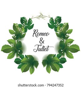 Wedding Invitation With Leaf And White Flower Template Design. Marriage Name Couple