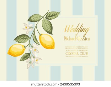 Wedding invitation. Lemon illustration. hand-drawn frame.