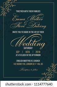 Wedding invitation letter template vector illustration.