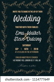 Wedding invitation letter template vector illustration.