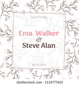 Wedding invitation letter template vector illustration.