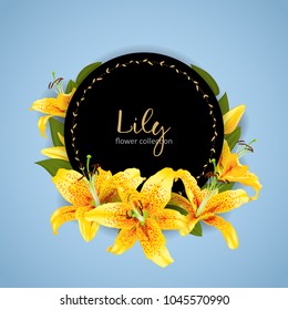 Wedding invitation with lily flowers