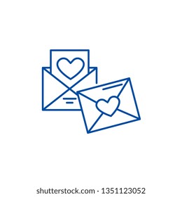 Wedding invitation line icon concept. Wedding invitation flat  vector symbol, sign, outline illustration.
