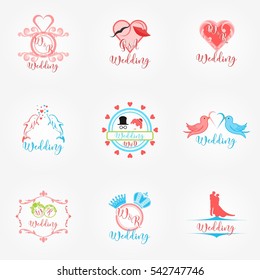 Wedding invitation Logo Design template. Vector Illustration