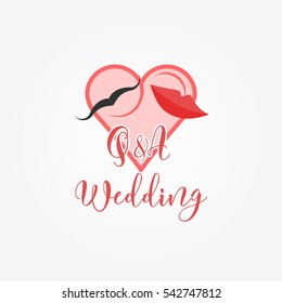 Wedding invitation Logo Design template. Vector Illustration