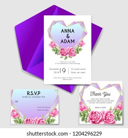 WEDDING INVITATION WITH LOVE DIAMOND ROSE PINK