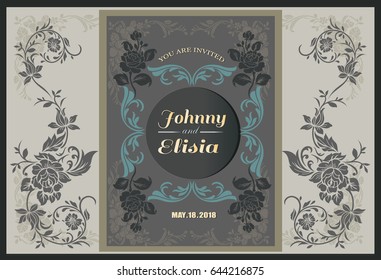 wedding invitation luxury card template vector.
