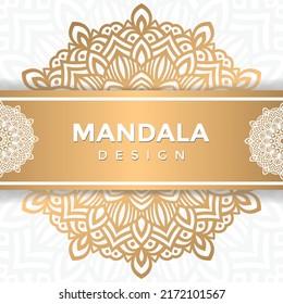 Wedding invitation Luxury mandala design gold color illustration Premium Vector