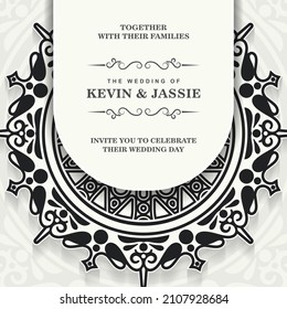 fondo de diseño de mandala de invitación de boda