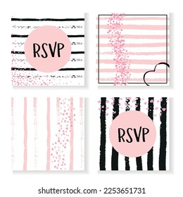 Wedding Invitation. Marriage Paint. Stripe Stylish Spray. Black Holiday Starburst. Rose Gatsby Illustration. Pink Winter Element. Decorative Stardust Set. Golden Wedding Invitation