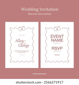 wedding invitation with minimalist geometric shape in beautifull color