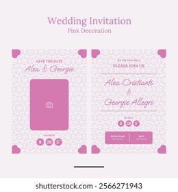 wedding invitation with minimalist geometric shape in beautifull color