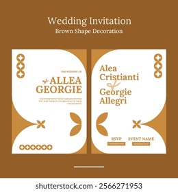 wedding invitation with minimalist geometric shape in beautifull color