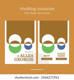 wedding invitation with minimalist geometric shape in beautifull color