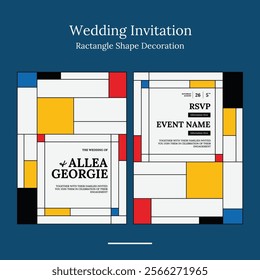 wedding invitation with minimalist geometric shape in beautifull color