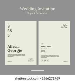 wedding invitation with minimalist geometric shape in beautifull color