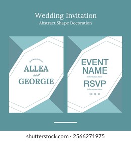 wedding invitation with minimalist geometric shape in beautifull color