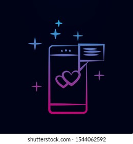 Wedding invitation in mobile sketch nolan icon. Simple thin line, outline vector of wedding icons for ui and ux, website or mobile application