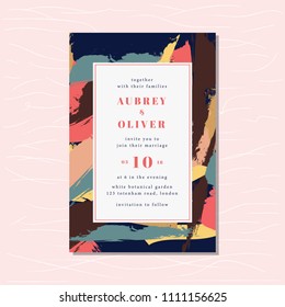 wedding invitation with modern abstract background