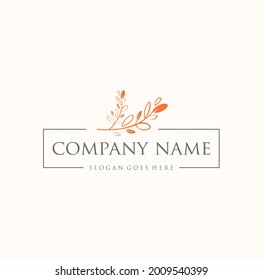 Wedding invitation monogram Leaf Logo wreath floral Modern Design Vector Illustration