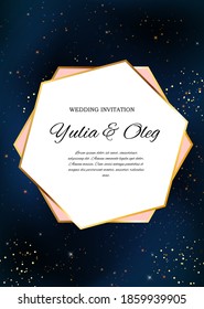 Wedding Invitation with Night Sky and Stars Background. Vector Illustration EPS10