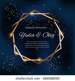 Wedding Invitation with Night Sky and Stars Background. Vector Illustration EPS10